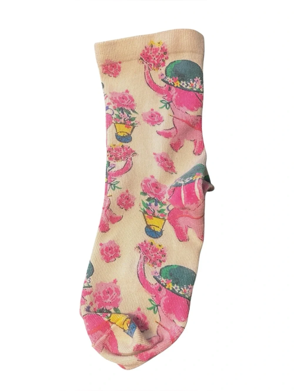 Magnolia Pearl Special delivery Elephant floral print socks cotton crew length - Picture 5 of 6